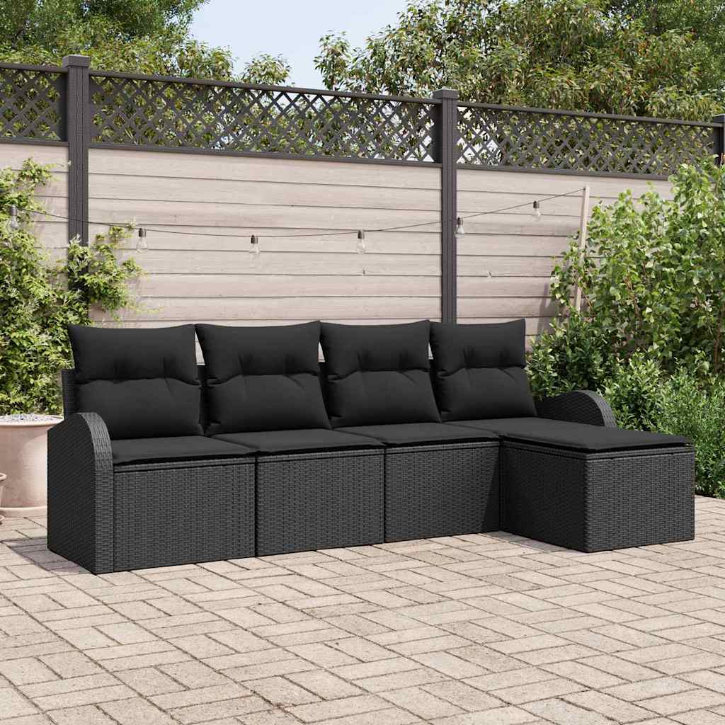 8721158955890_mo-im_en_hd_1 vidaXL Garden Sofa Set with Cushion 5 pcs Black Poly rattan - Image 1