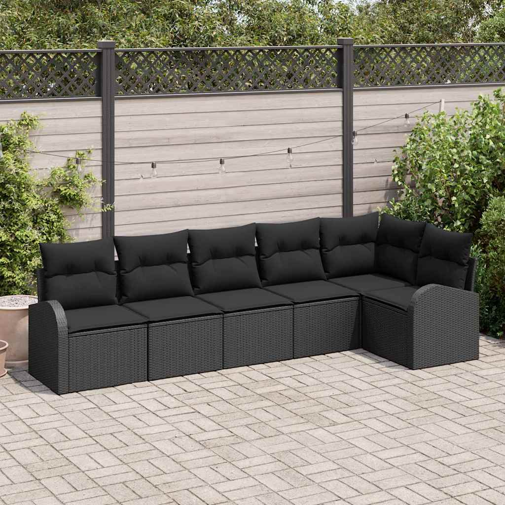 8721158956491_mo-im_en_hd_1 vidaXL Garden Sofa Set with Cushion 6 pcs Black Poly rattan - Image 1