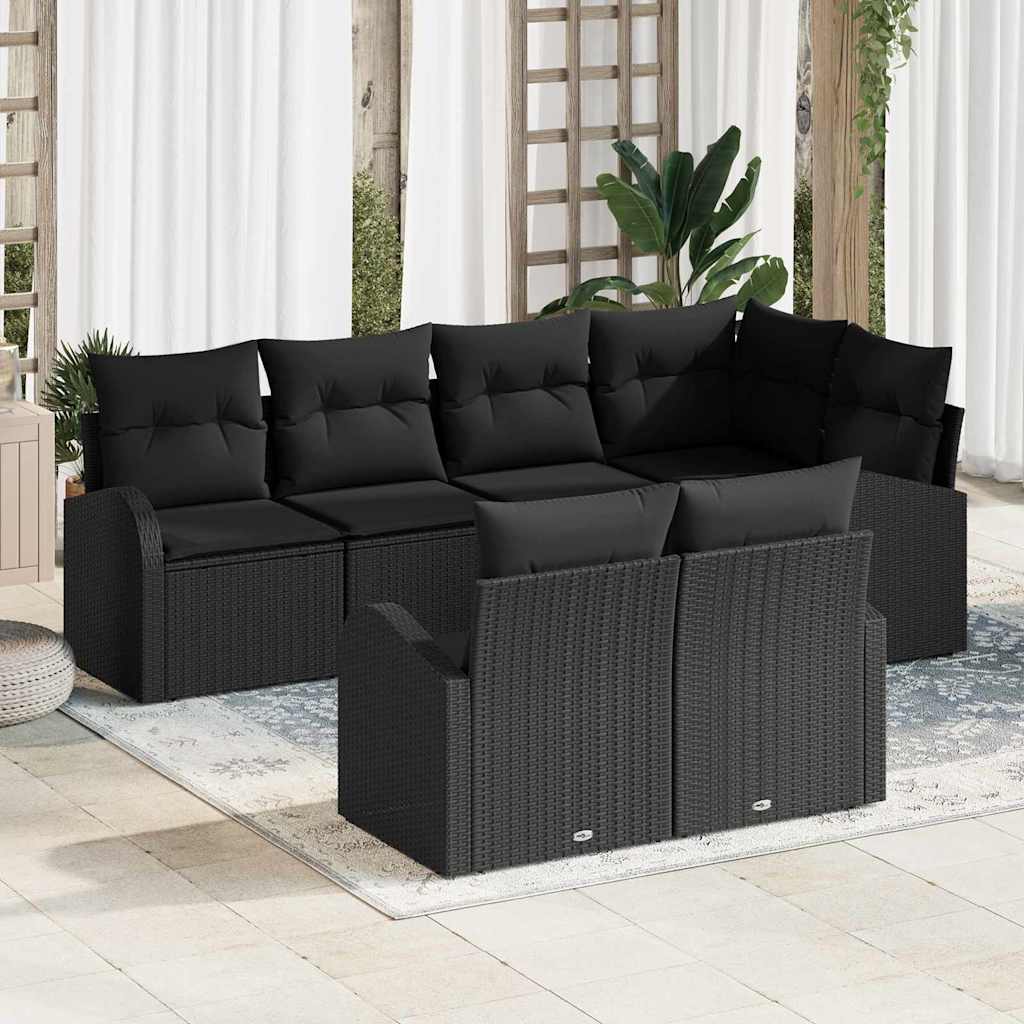 8721158956699_mo-im_en_hd_1 vidaXL Garden Sofa Set with Cushion 7 pcs Black Poly rattan - Image 1