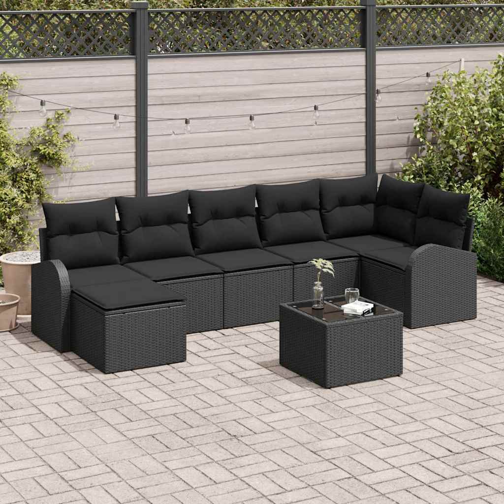 8721158957290_mo-im_en_hd_1 vidaXL Garden Sofa Set with Cushion 8 pcs Black Poly rattan - Image 1