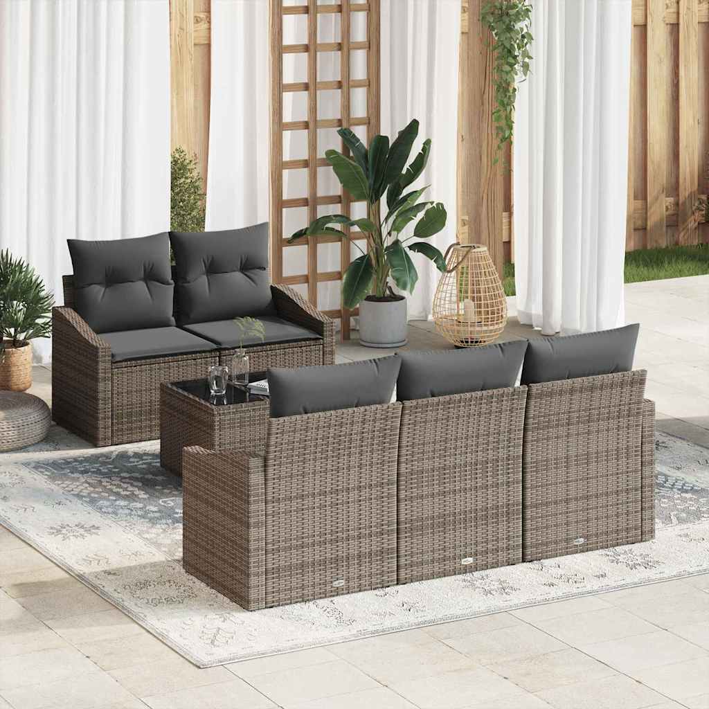 vidaXL Garden Sofa Set with Cushion Manual 6 pcs Grey 55 x 55 x 37 cm