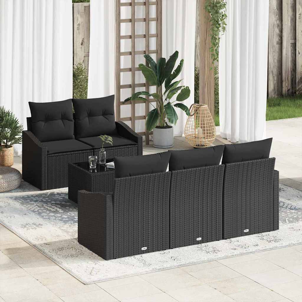 vidaXL Garden Sofa Set with Cushion Manual 6 pcs Black 55 x 55 x 37 cm