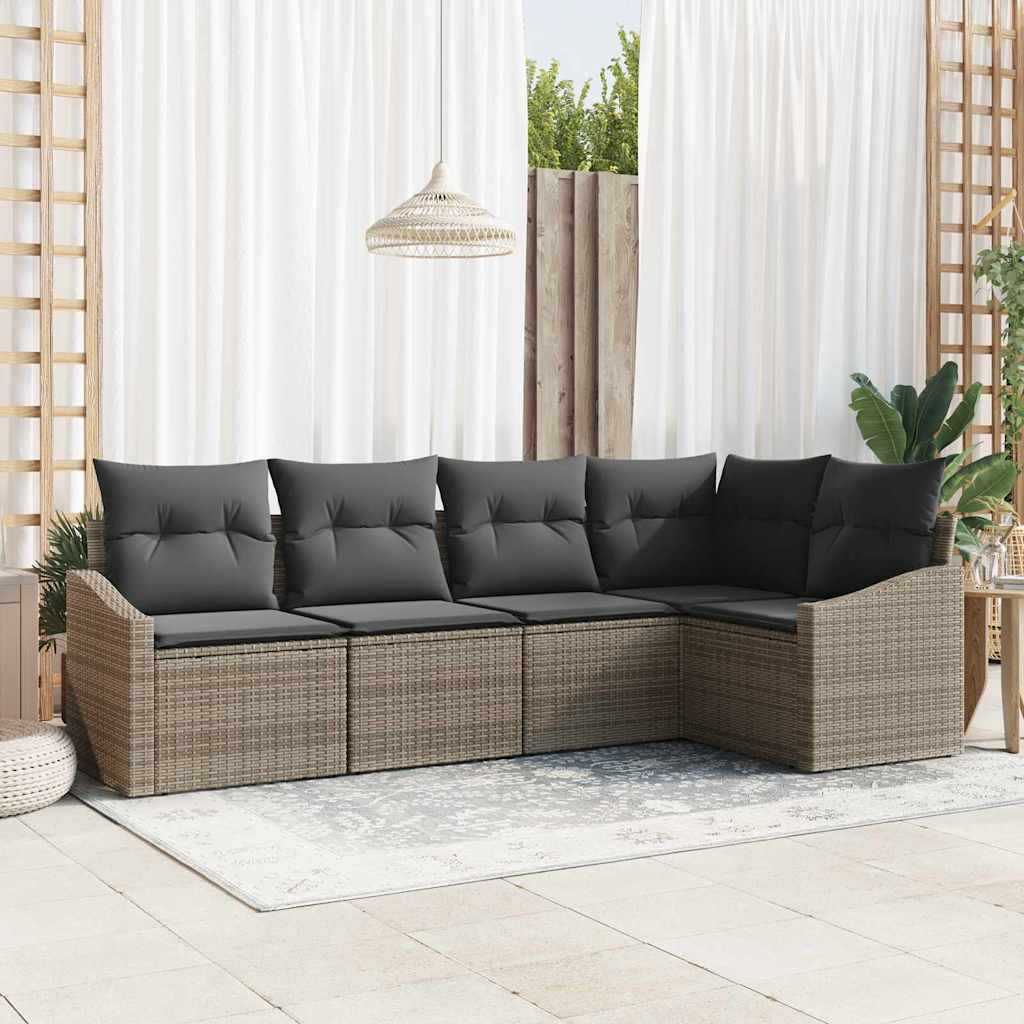 vidaXL Garden Sofa Set 5 pcs Grey Poly rattan