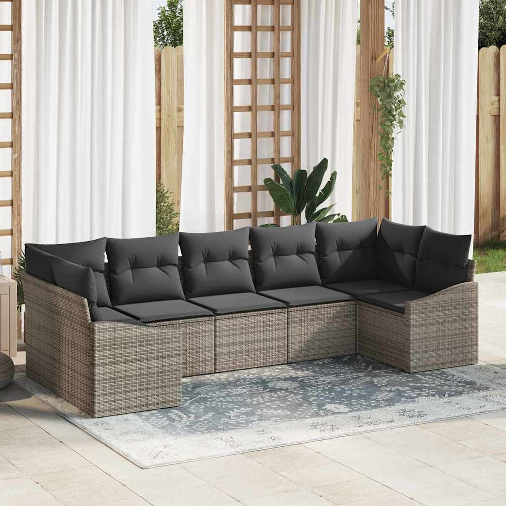 vidaXL Garden Sofa Set 7 pcs Grey Poly rattan