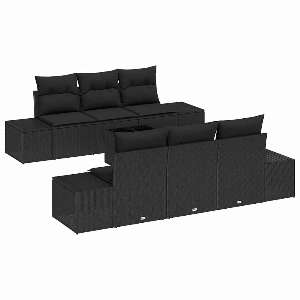 8721158965394_wbg-an-m_en_hd_4 vidaXL Garden Sofa Set 7 pcs Black Poly rattan - Image 2