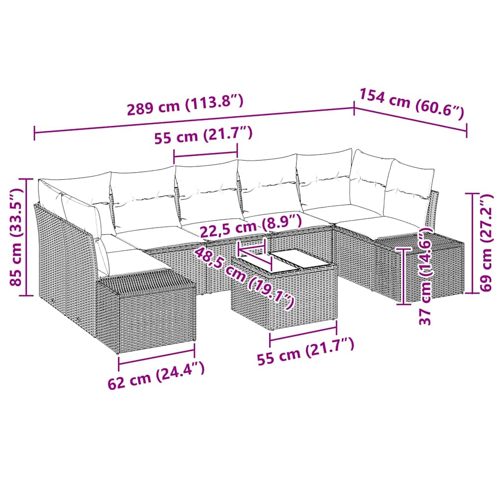 8721158965691_wbg-siz_en_hd_1 vidaXL Garden Sofa Set 8 pcs Black Poly rattan - Image 9