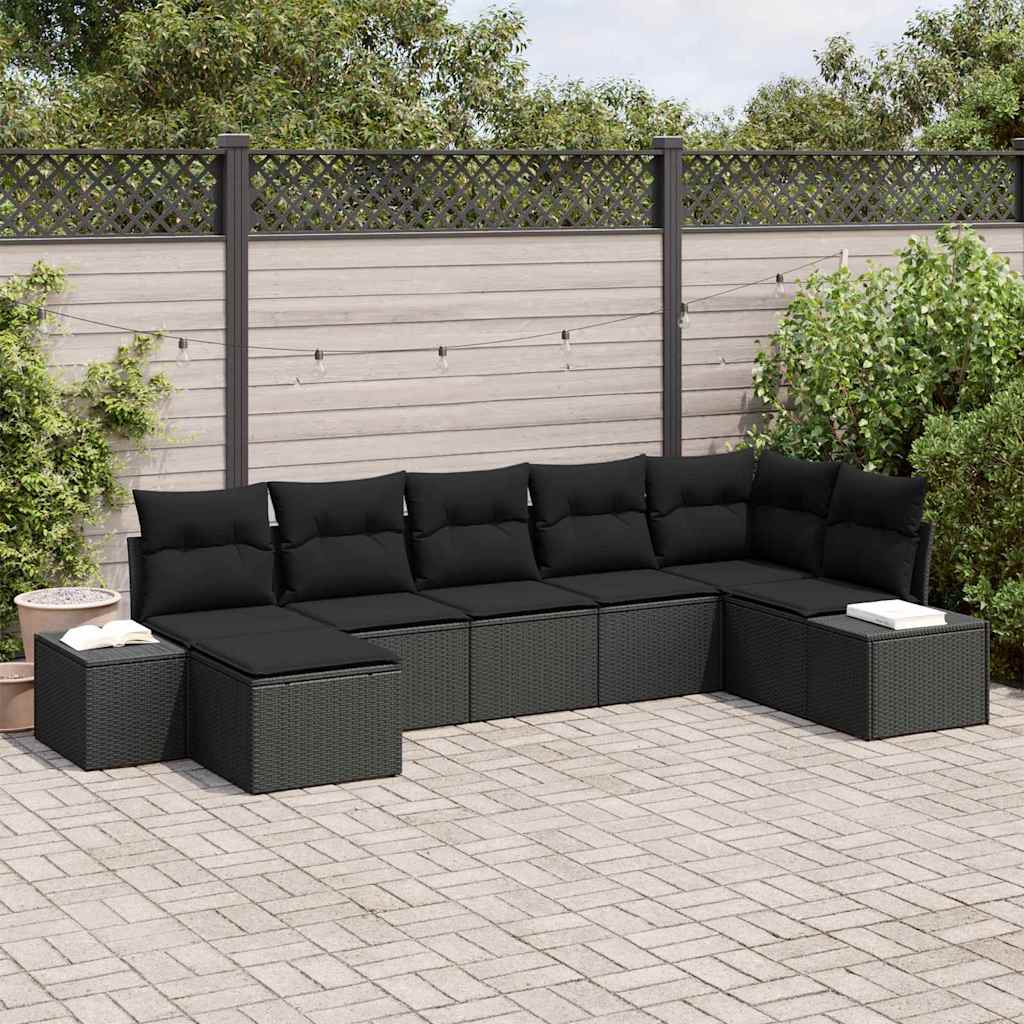 8721158967398_mo-im_en_hd_1 vidaXL Garden Sofa Set with Cushion 7 pcs Black Poly rattan - Image 1