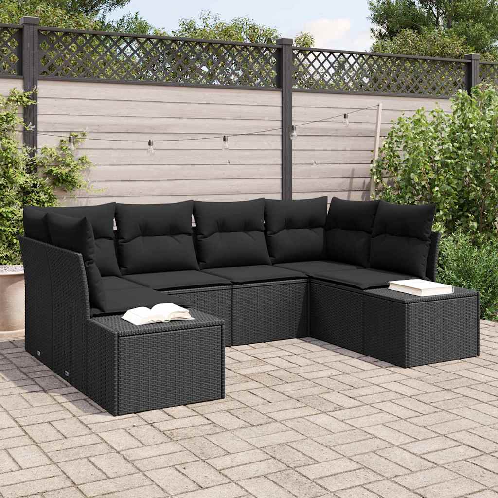 8721158967893_mo-im_en_hd_1 vidaXL Garden Sofa Set with Cushion 6 pcs Black Poly rattan - Image 1