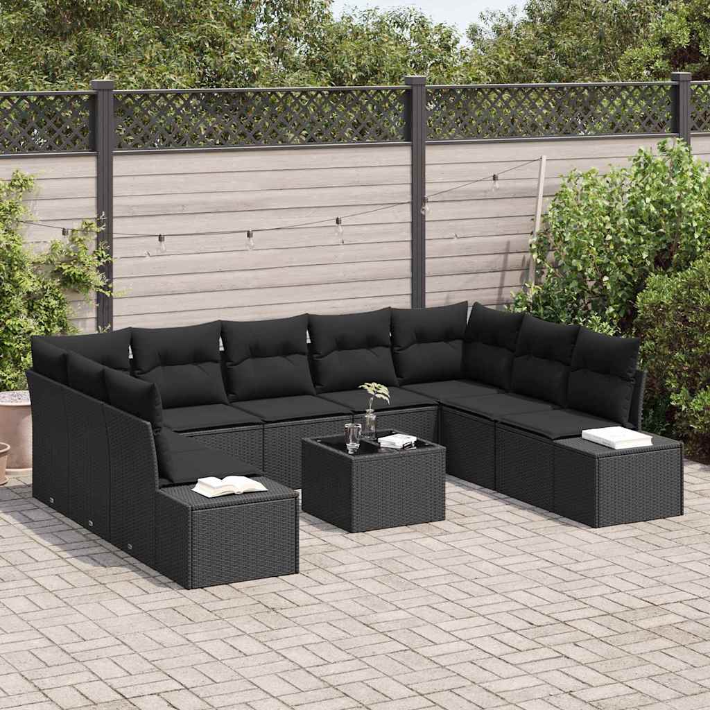 8721158968197_mo-im_en_hd_2 vidaXL Garden Sofa Set with Cushion 10 pcs Black Poly rattan - Image 3