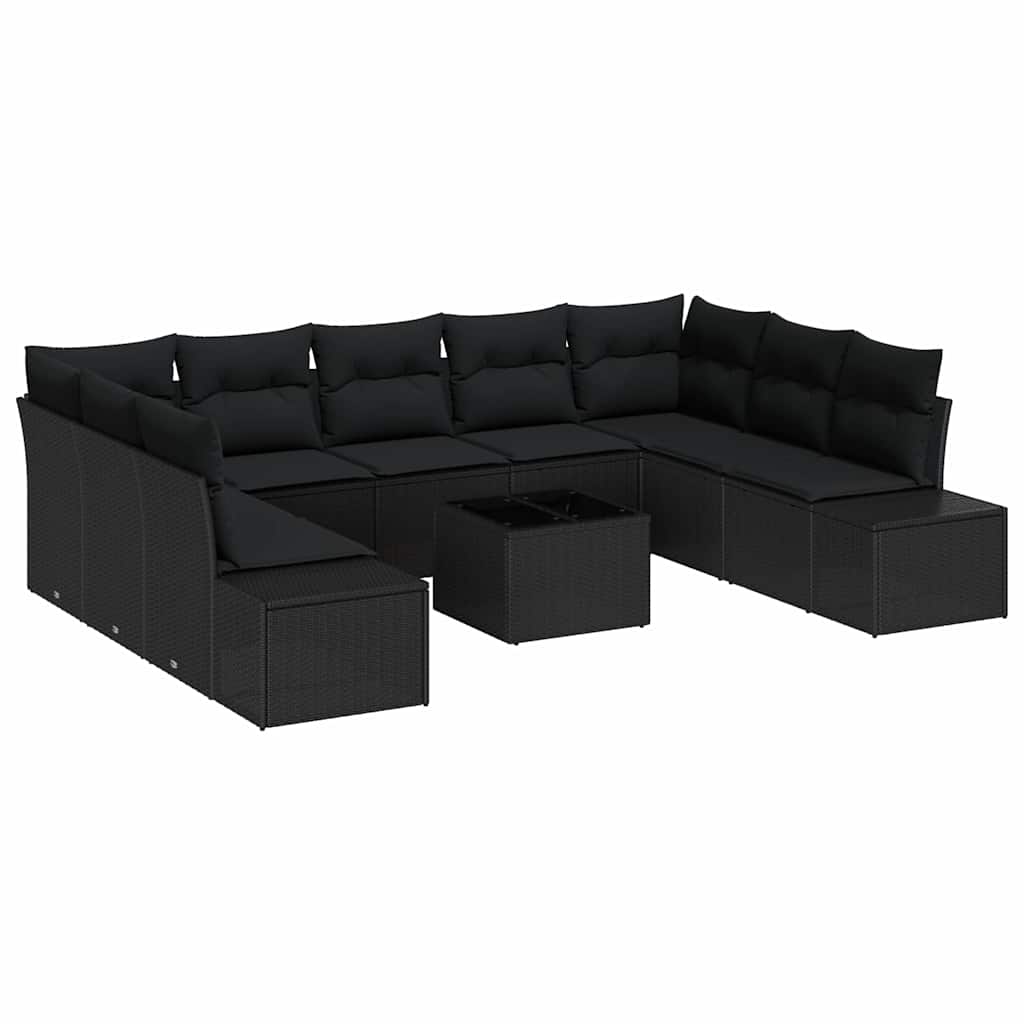 8721158968197_wbg-an-m_en_hd_5 vidaXL Garden Sofa Set with Cushion 10 pcs Black Poly rattan - Image 2