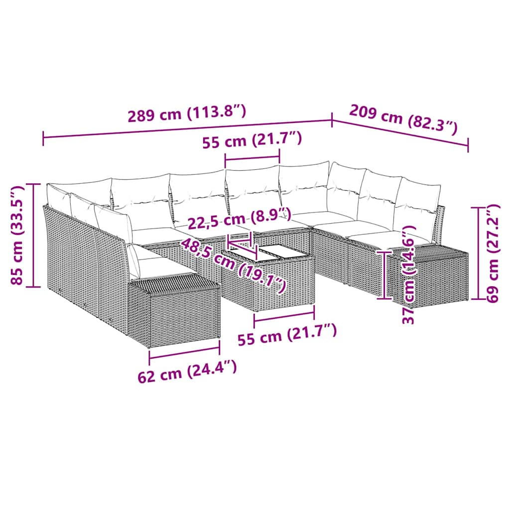 8721158968197_wbg-siz_en_hd_1 vidaXL Garden Sofa Set with Cushion 10 pcs Black Poly rattan - Image 9