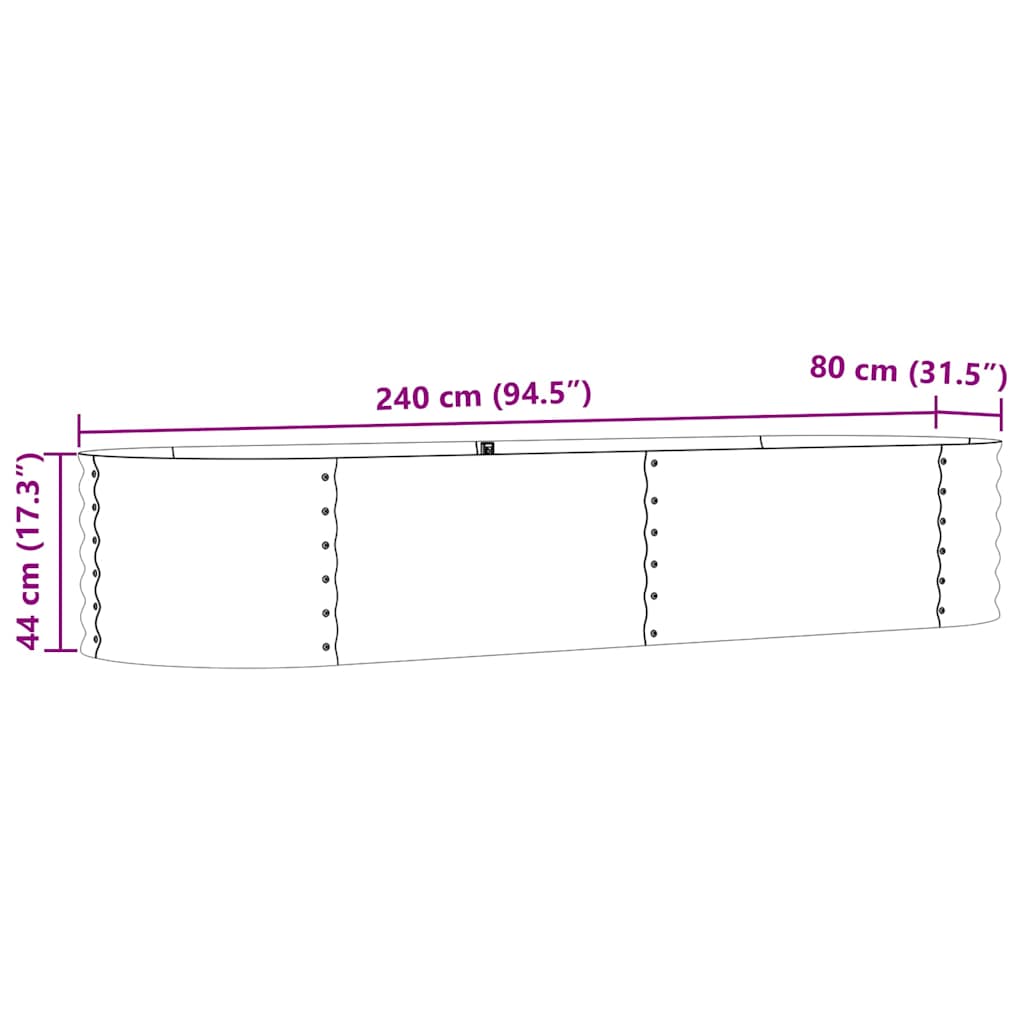 8721158973689_wbg-siz_en_hd_1 vidaXL Garden Raised Bed Brown 240 x 80 x 44 cm Steel - Image 11