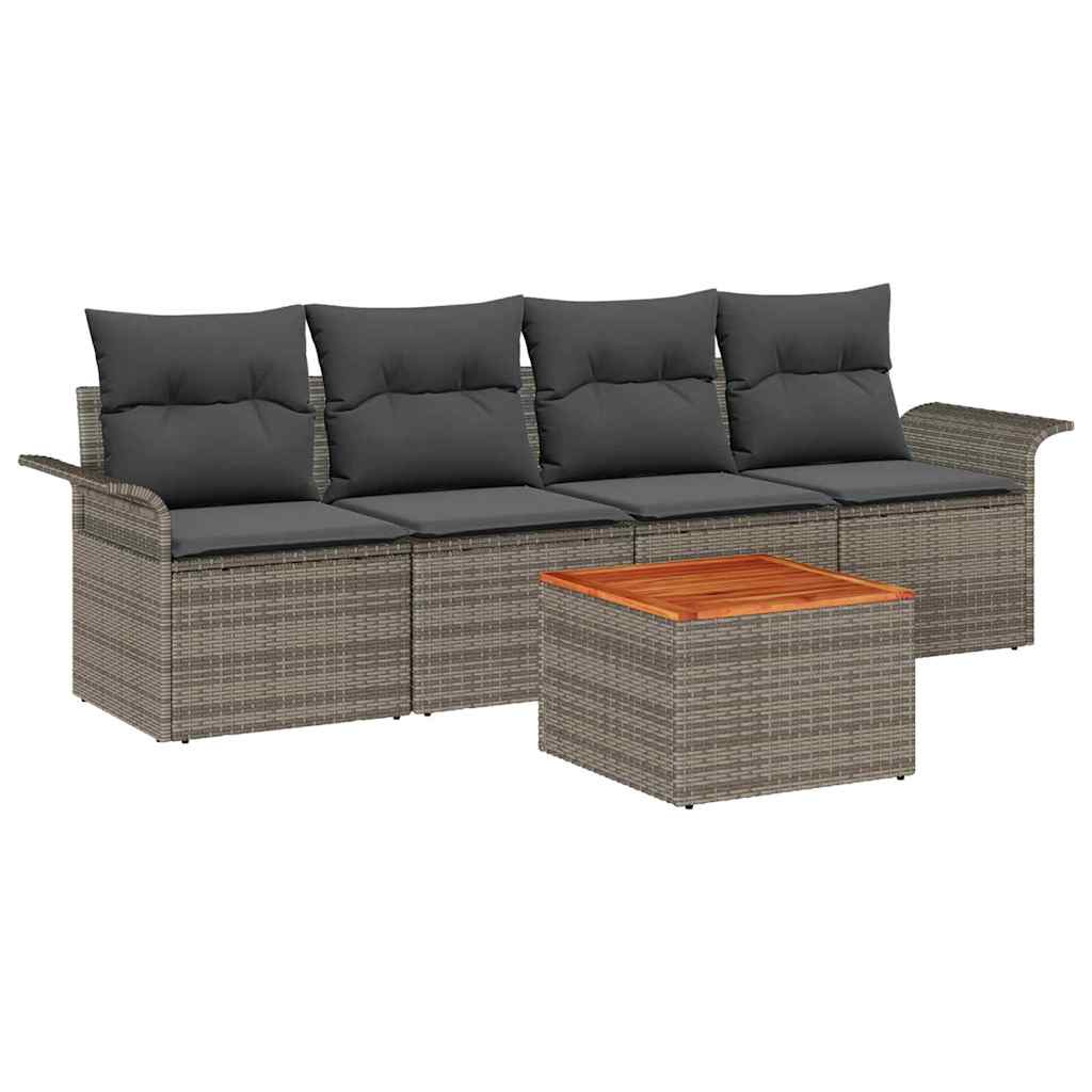 8721158973726_wbg-an-m_en_hd_4 vidaXL Garden Sofa Set 5 pcs Grey Poly rattan - Image 2