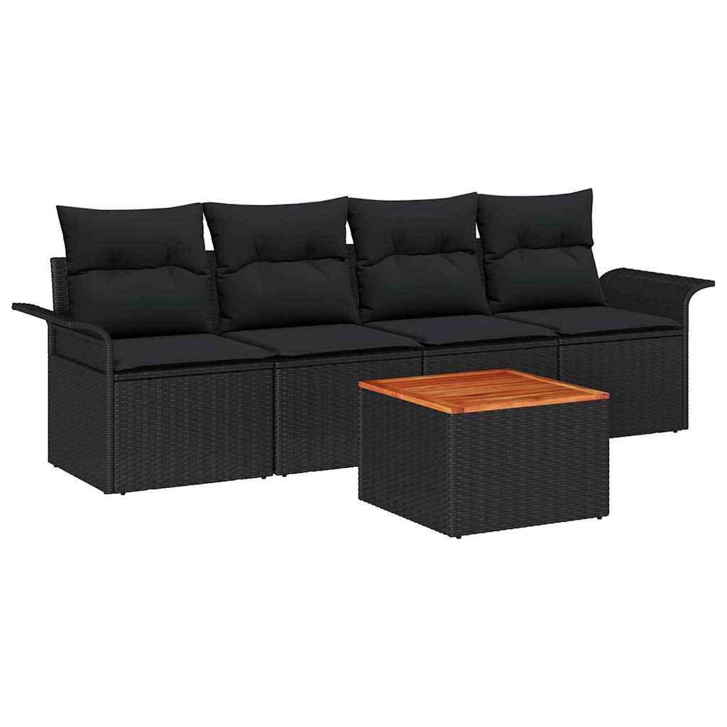 8721158973757_wbg-an-m_en_hd_4 vidaXL Garden Sofa Set 5 pcs Black Poly rattan - Image 2