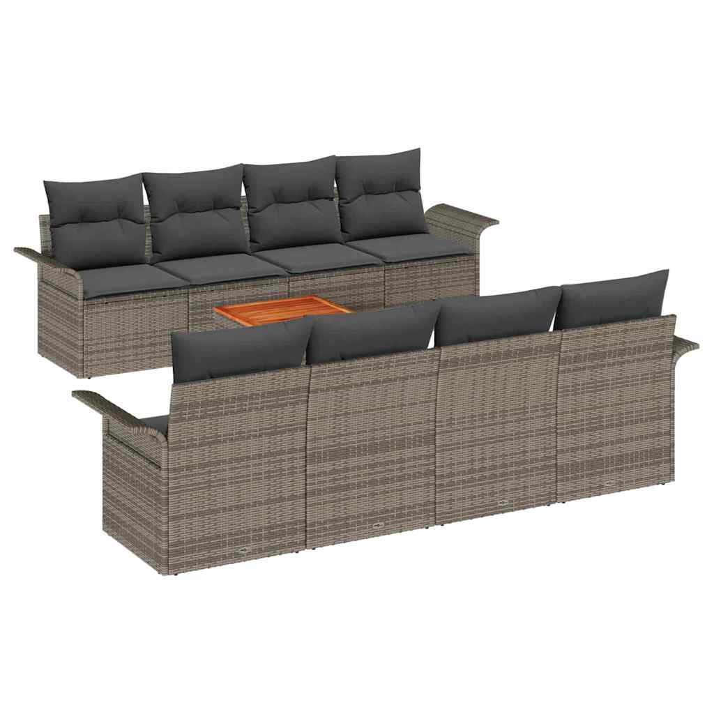 8721158974143_wbg-an-m_en_hd_4 vidaXL Garden Sofa Set 9 pcs Grey Poly rattan - Image 2