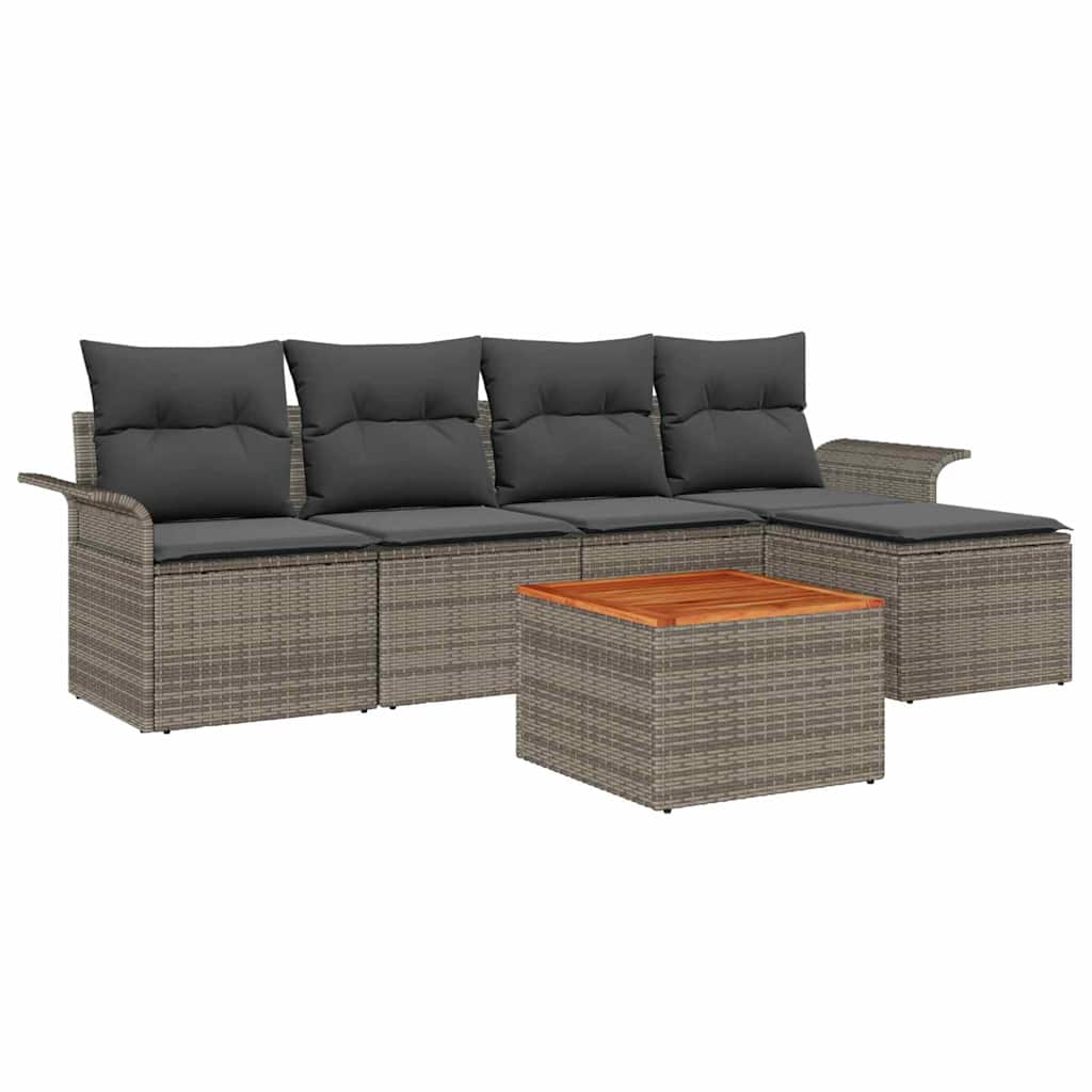 8721158974280_wbg-an-m_en_hd_5 vidaXL Garden Sofa Set 6 pcs Grey Poly rattan - Image 2