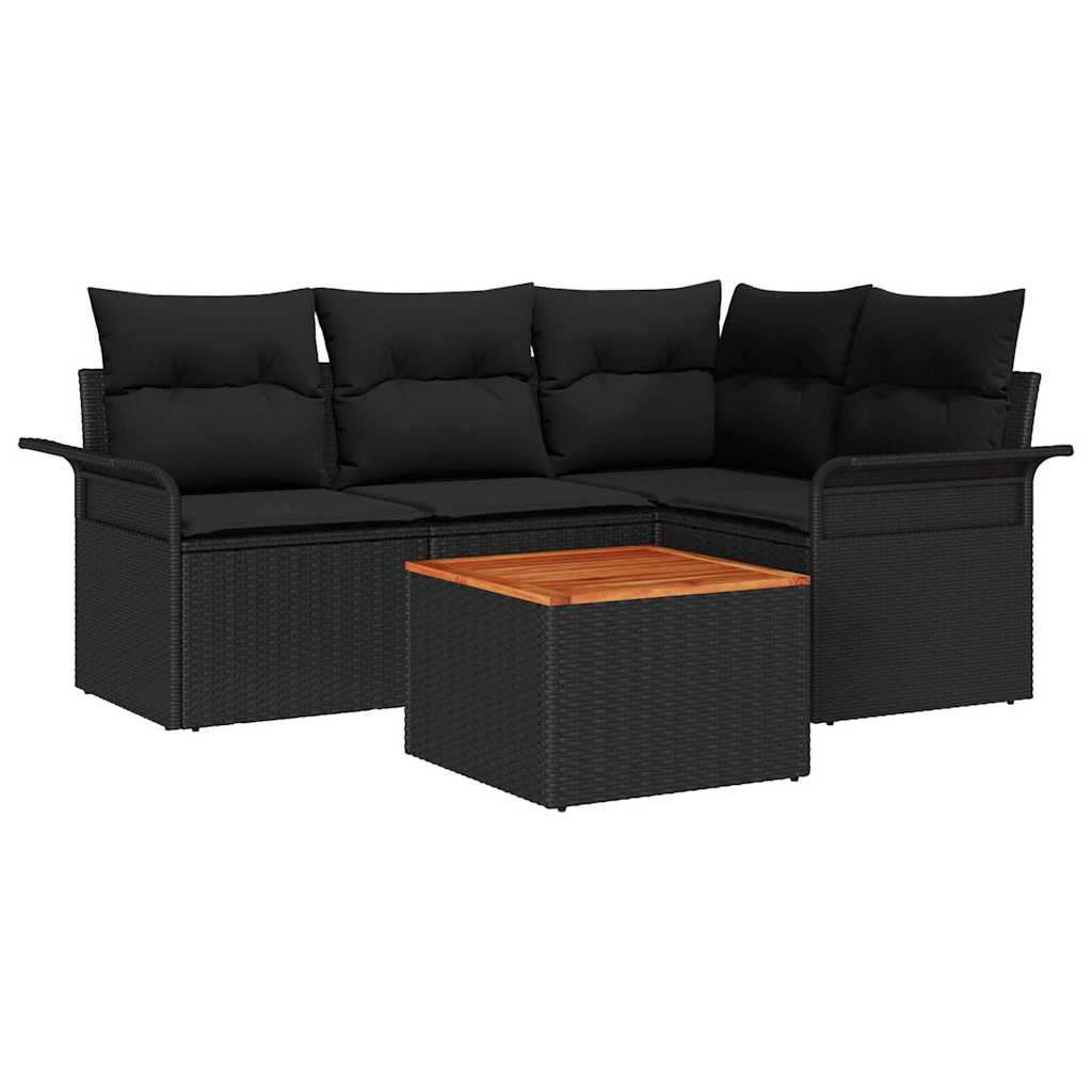 8721158974389_wbg-an-m_en_hd_5 vidaXL Garden Sofa Set 5 pcs Black Poly rattan - Image 2