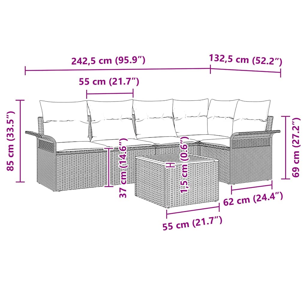 8721158974457_wbg-siz_en_hd_1 vidaXL Garden Sofa Set 6 pcs Black Poly rattan - Image 9