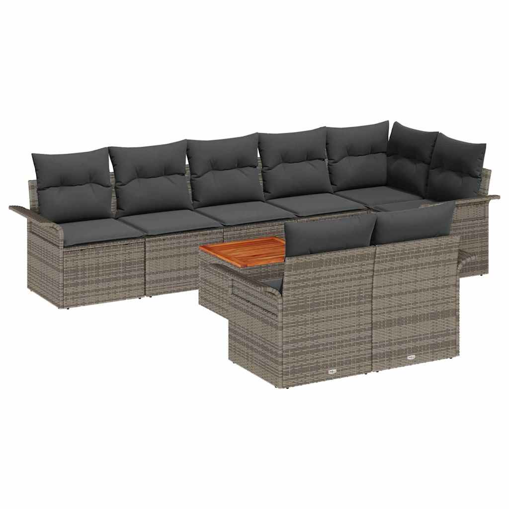 8721158974563_wbg-an-m_en_hd_5 vidaXL Garden Sofa Set 9 pcs Grey Poly rattan - Image 2