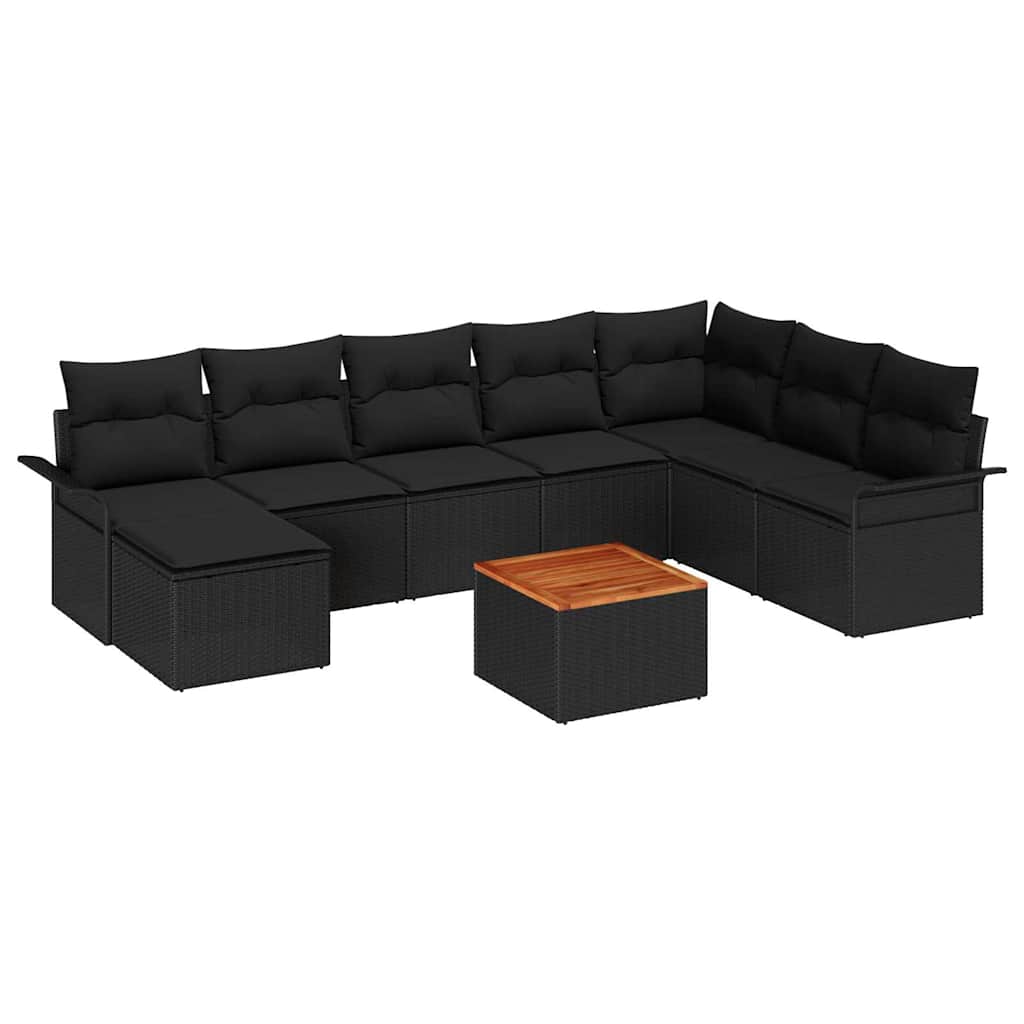8721158974808_wbg-an-m_en_hd_6 vidaXL Garden Sofa Set 9 pcs Black Poly rattan - Image 2