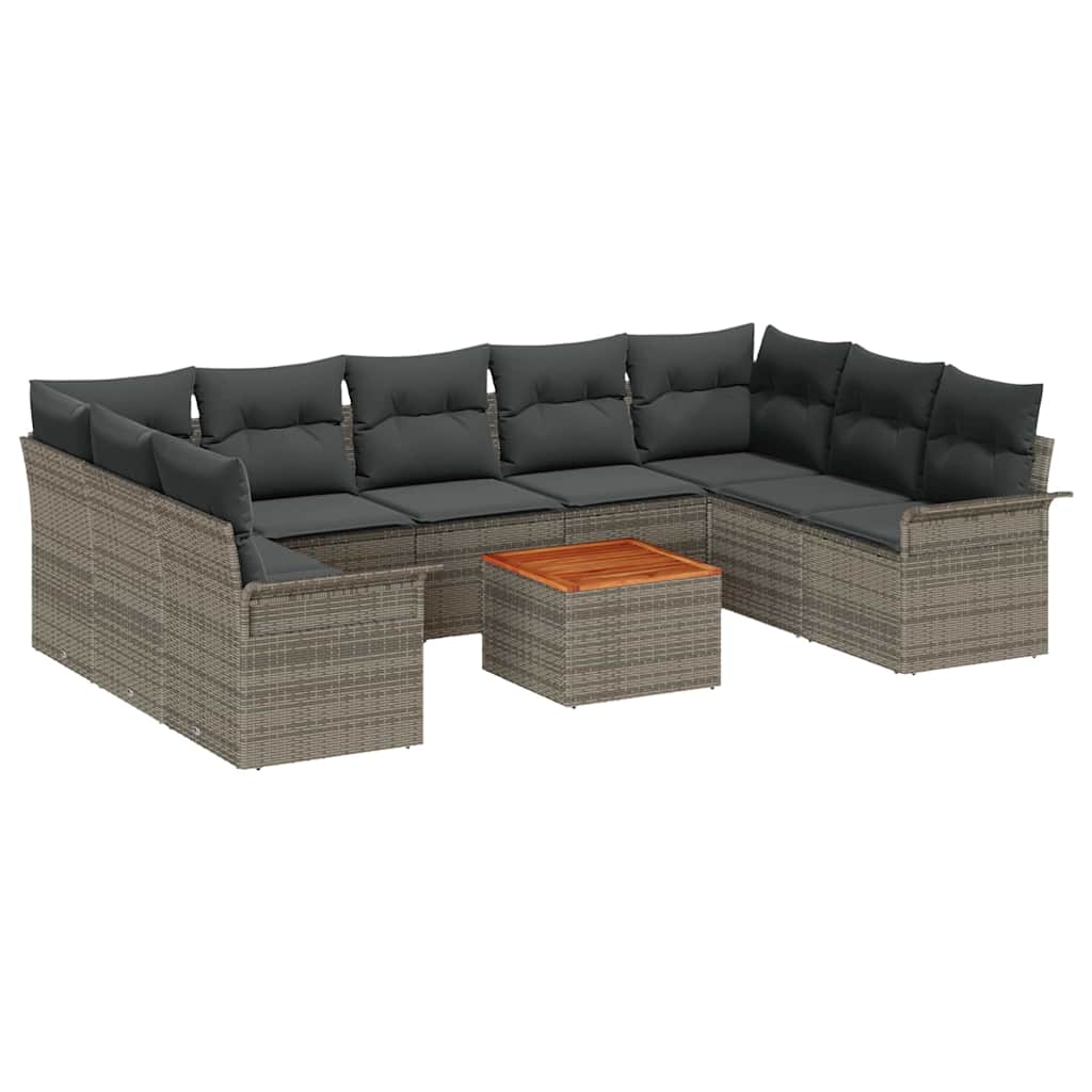 8721158974846_wbg-an-m_en_hd_5 vidaXL Garden Sofa Set 10 pcs Grey Poly rattan - Image 2