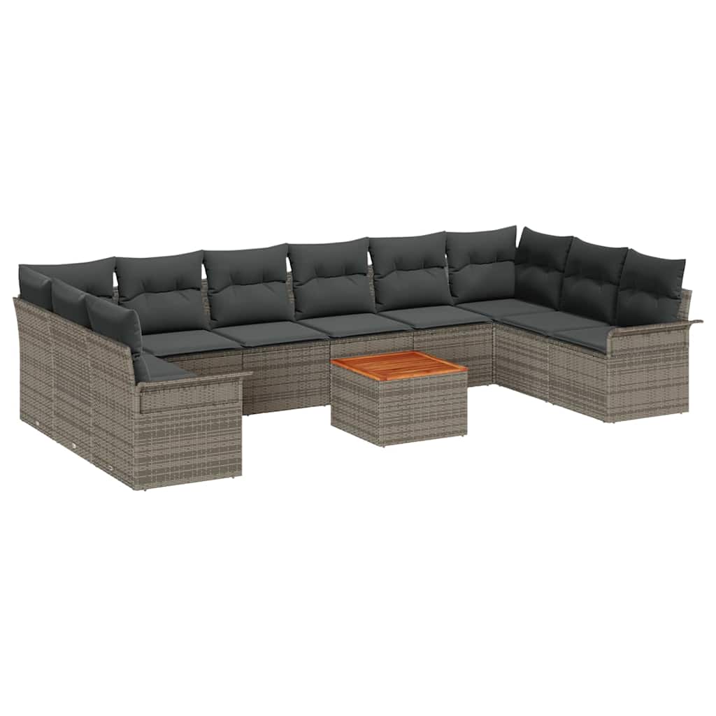 8721158974914_wbg-an-m_en_hd_5 vidaXL Garden Sofa Set 11 pcs Grey Poly rattan - Image 2