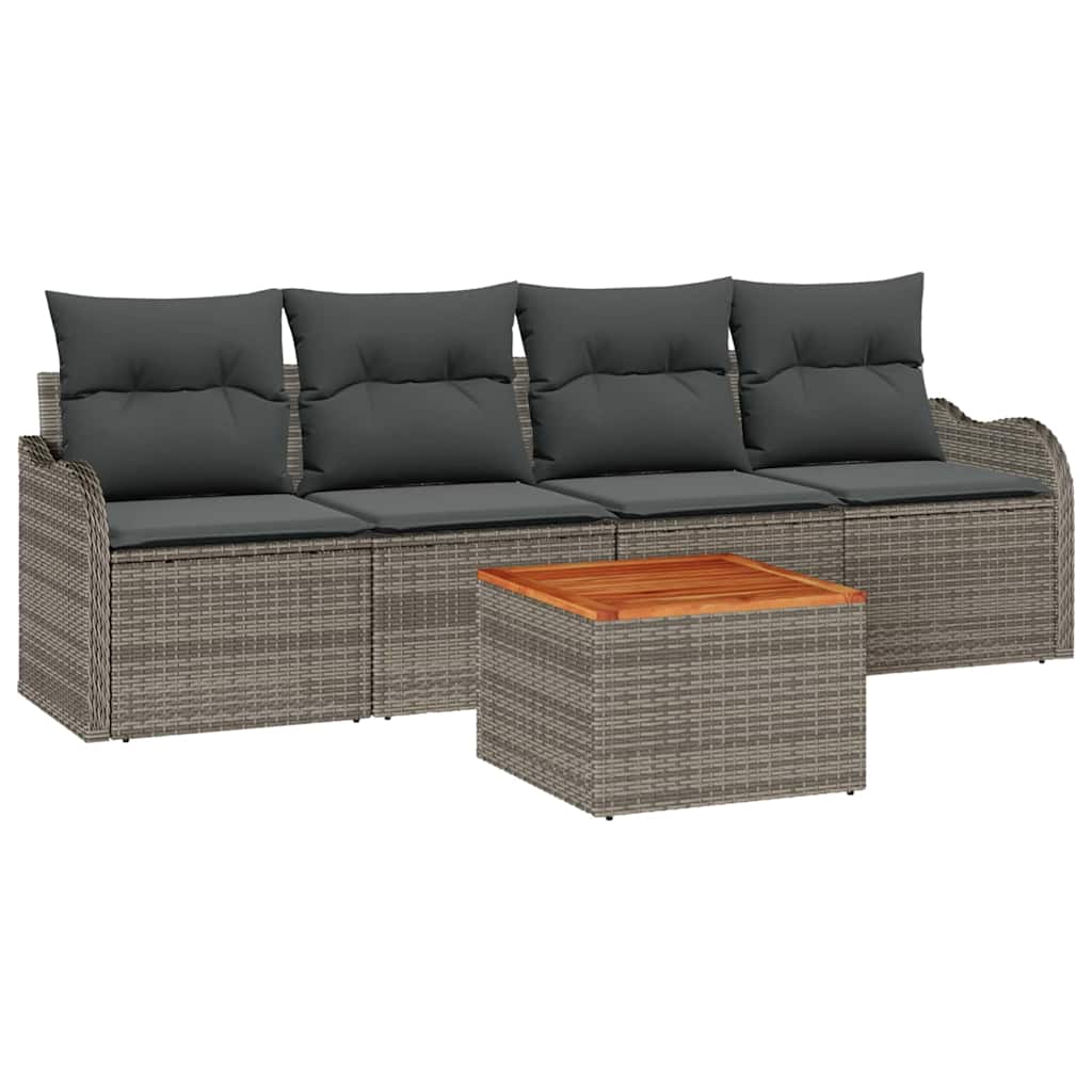 8721158974983_wbg-an-m_en_hd_4 vidaXL Garden Sofa Set 5 pcs Grey Poly rattan - Image 2