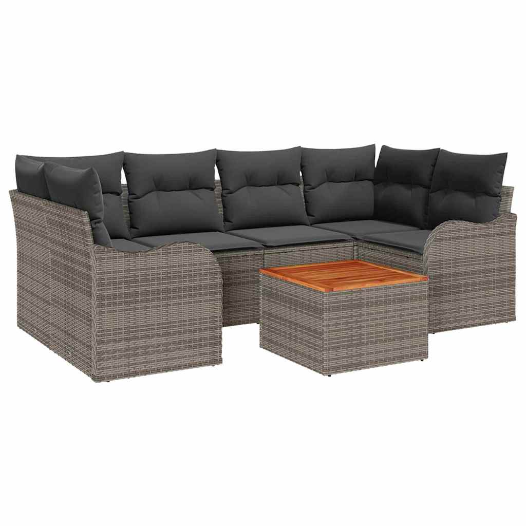 8721158975195_wbg-an-m_en_hd_5 vidaXL Garden Sofa Set 7 pcs Grey Poly rattan - Image 2