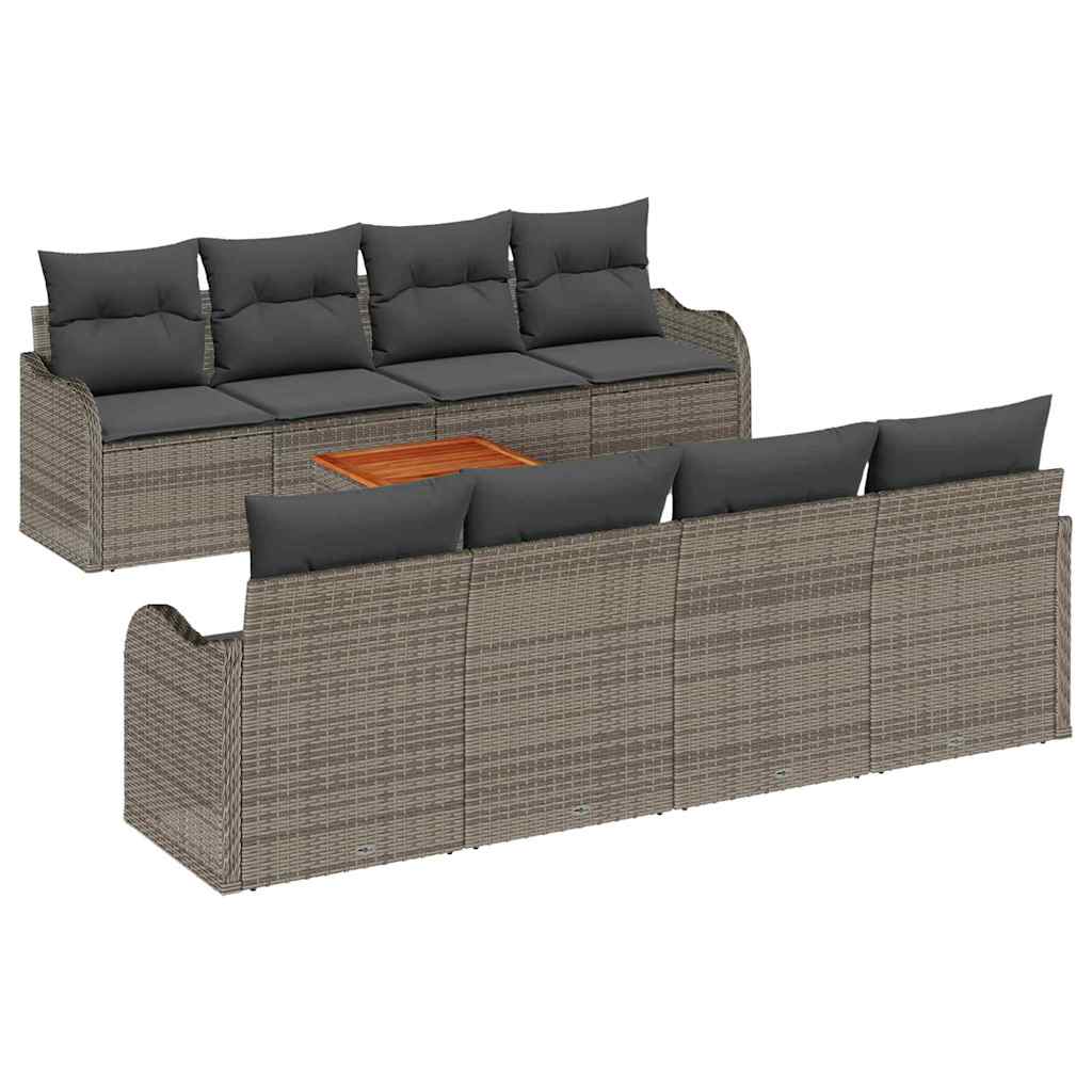 8721158975409_wbg-an-m_en_hd_4 vidaXL Garden Sofa Set 9 pcs Grey Poly rattan - Image 2