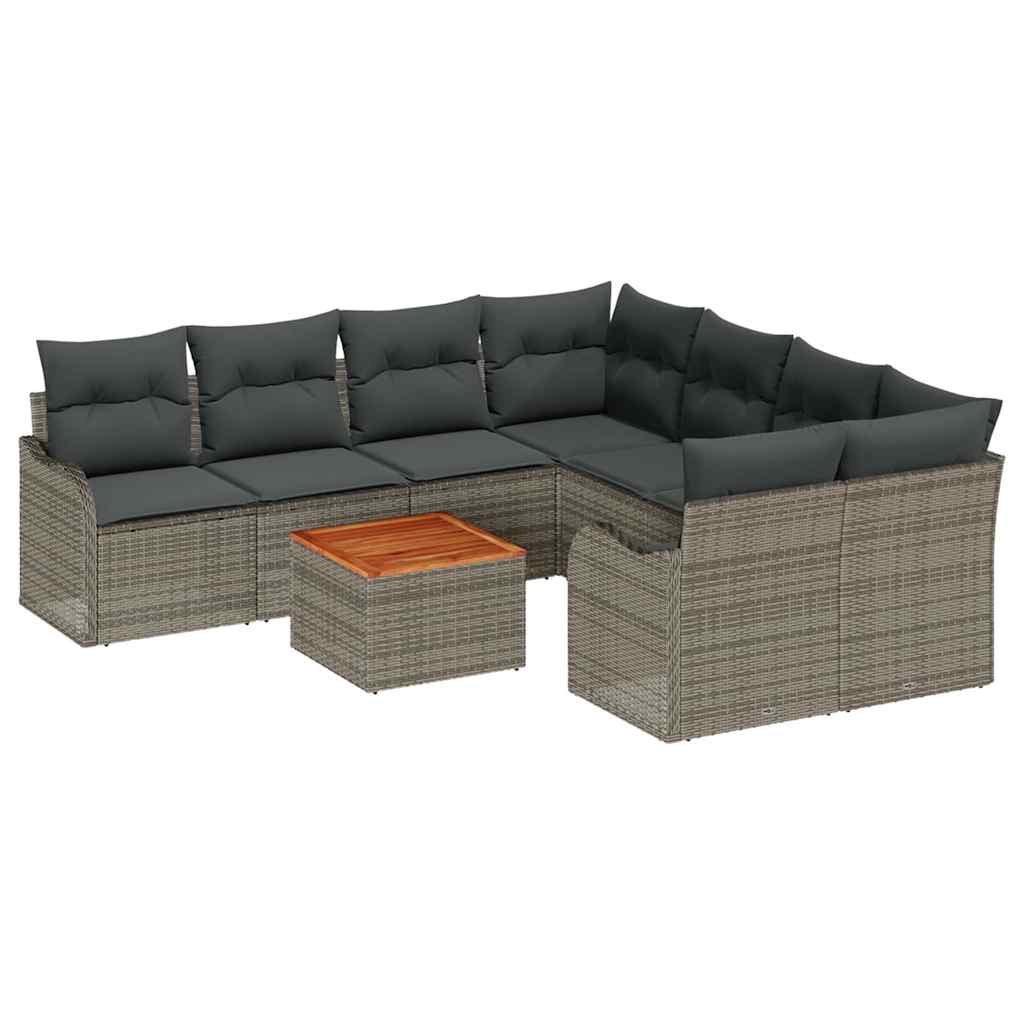 8721158975478_wbg-an-m_en_hd_5 vidaXL Garden Sofa Set 9 pcs Grey Poly rattan - Image 2