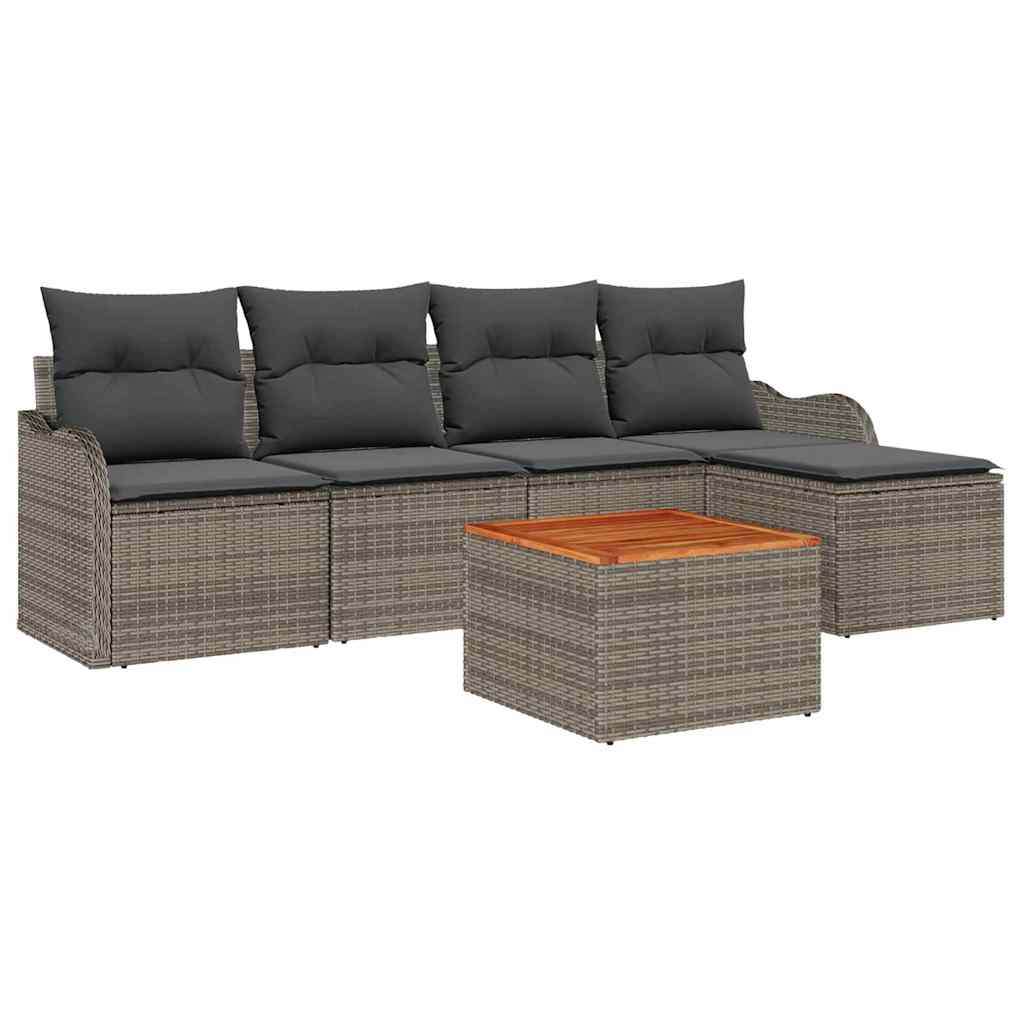 8721158975546_wbg-an-m_en_hd_5 vidaXL Garden Sofa Set 6 pcs Grey Poly rattan - Image 2
