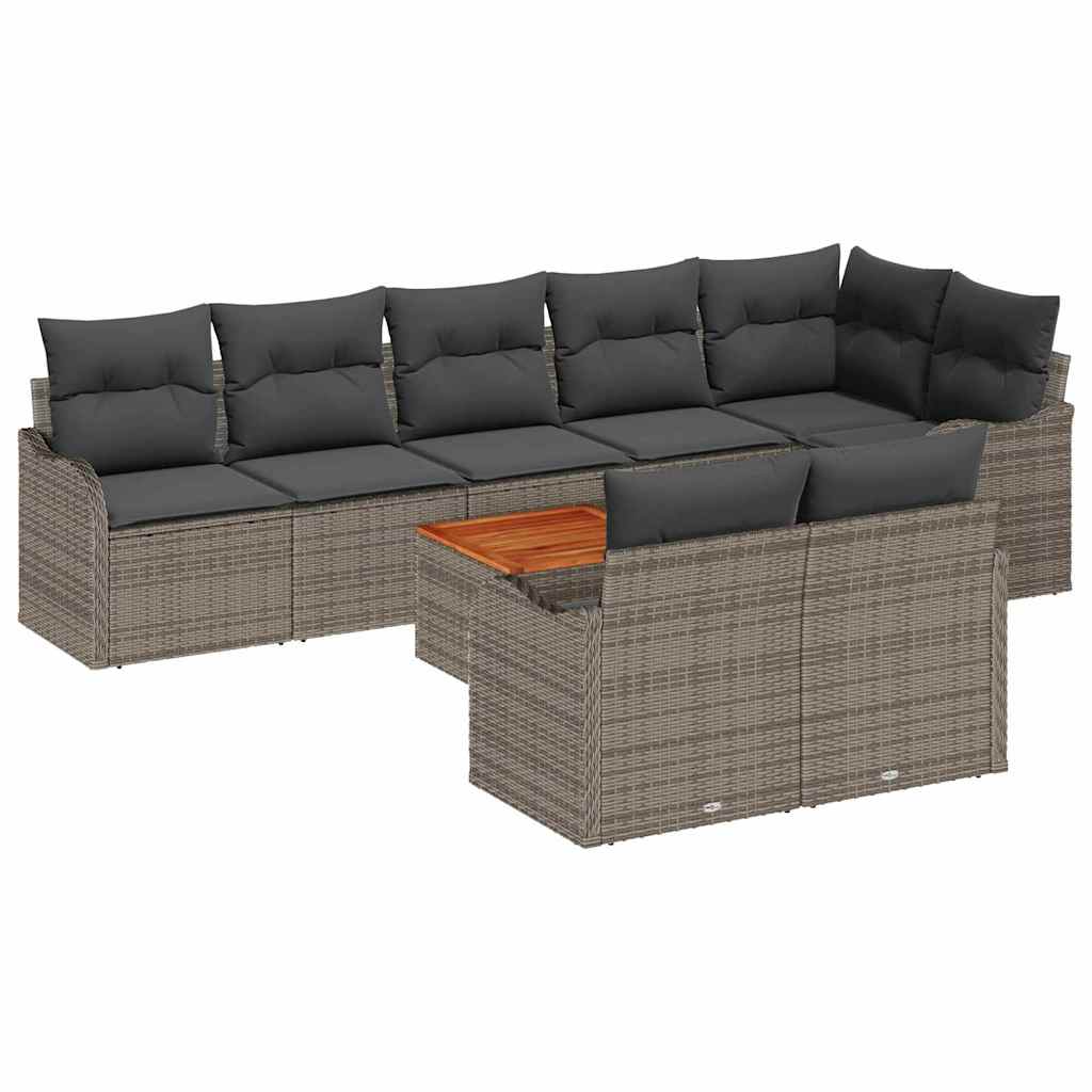 8721158975829_wbg-an-m_en_hd_5 vidaXL Garden Sofa Set 9 pcs Grey Poly rattan - Image 2