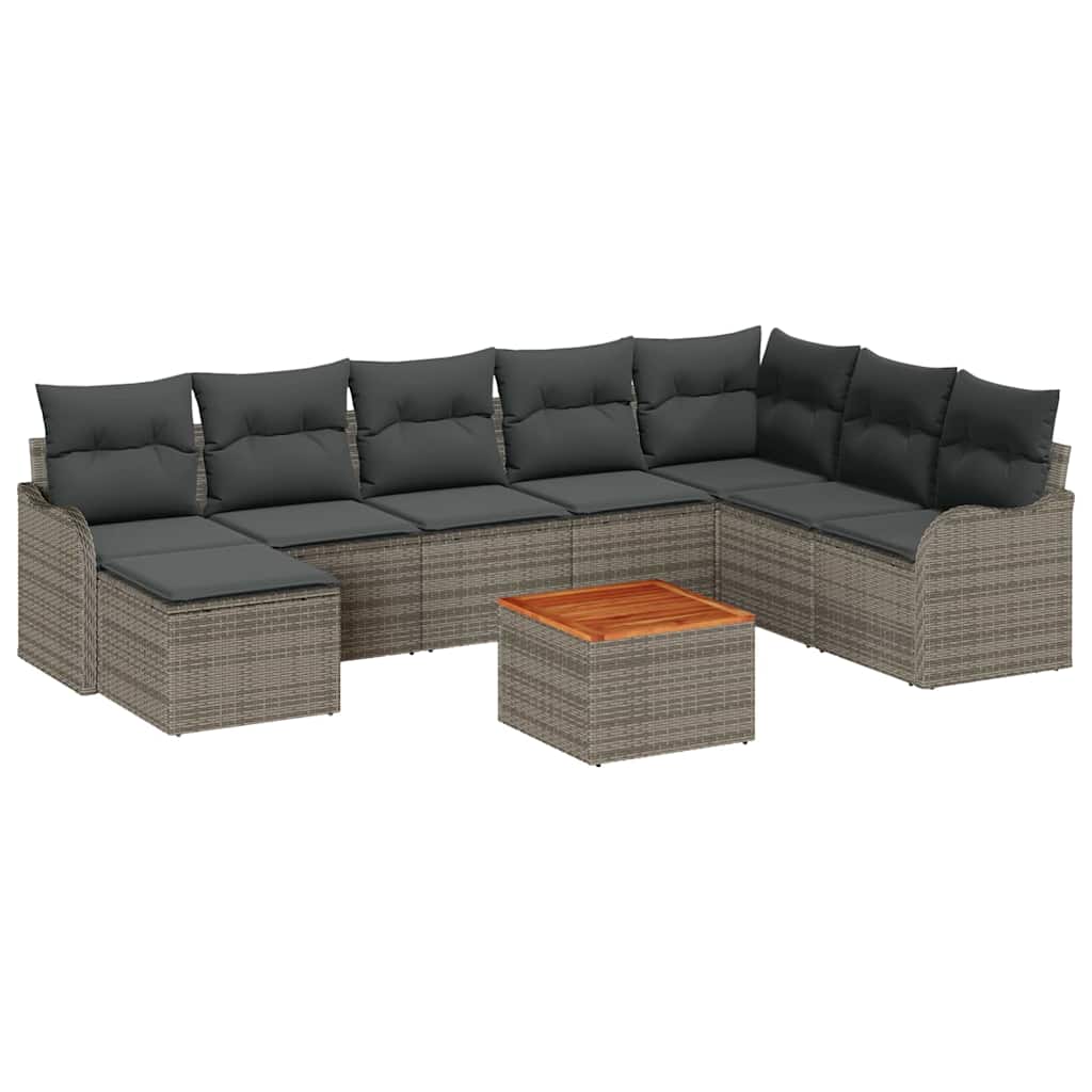 8721158976031_wbg-an-m_en_hd_6 vidaXL Garden Sofa Set 9 pcs Grey Poly rattan - Image 2