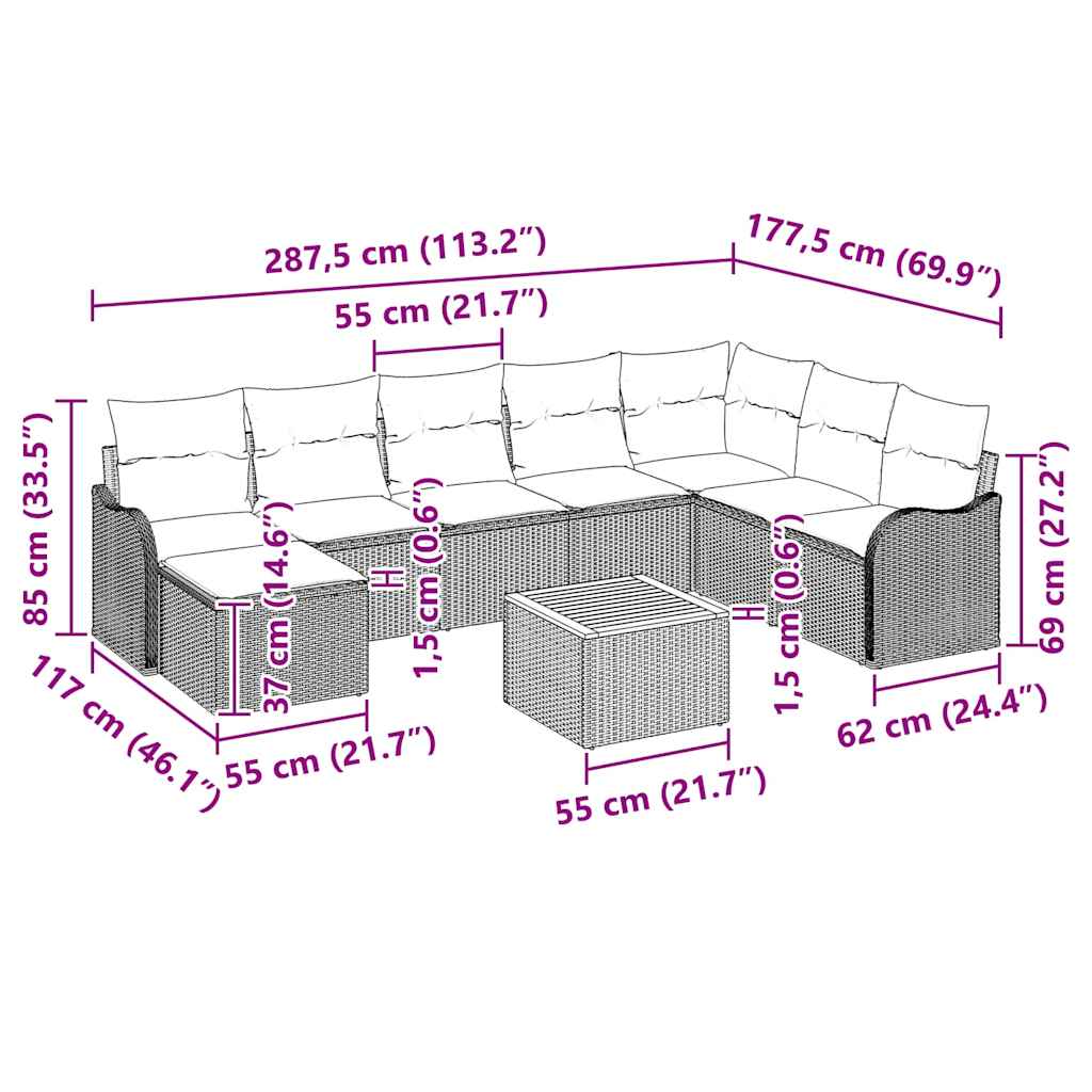8721158976031_wbg-siz_en_hd_1 vidaXL Garden Sofa Set 9 pcs Grey Poly rattan - Image 10