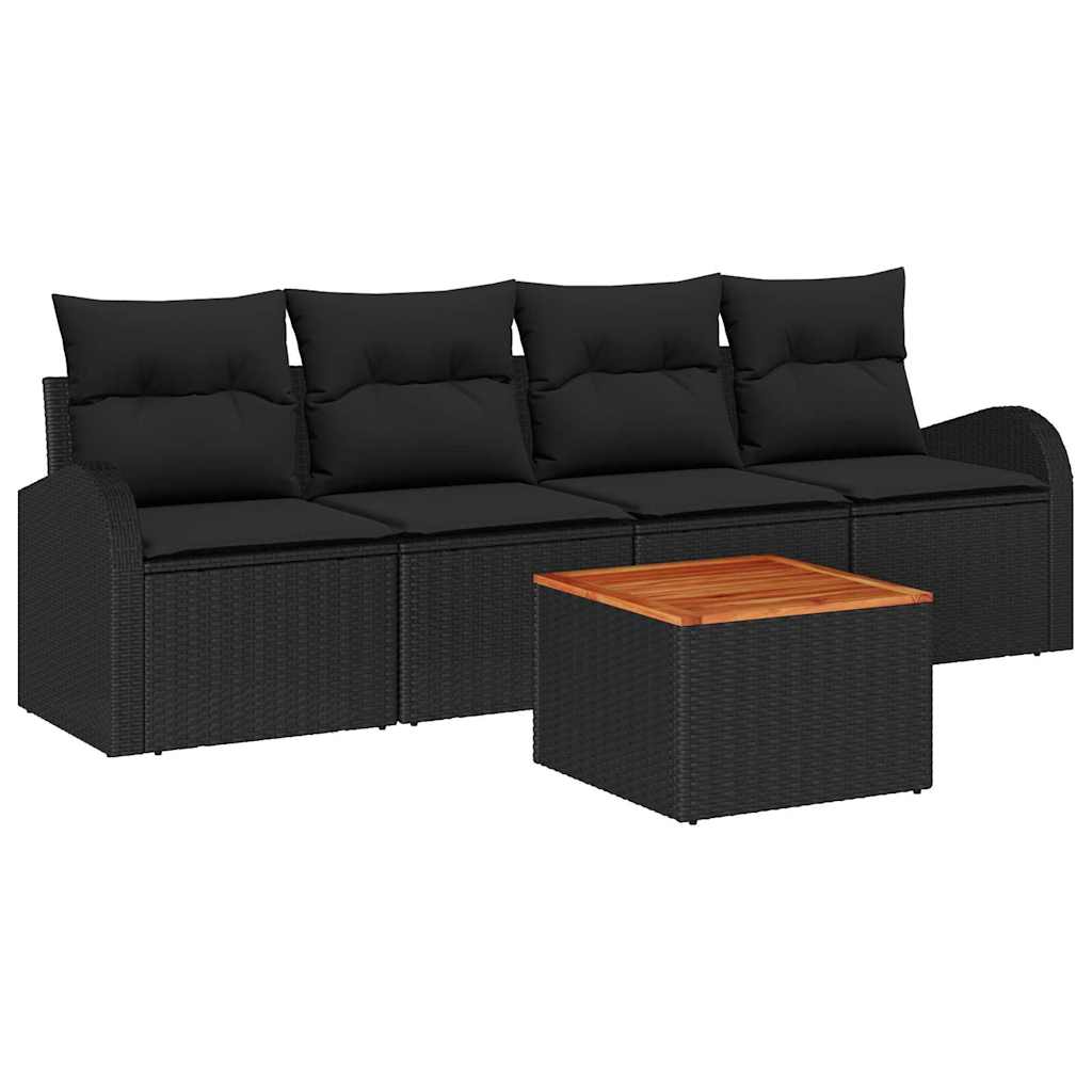 8721158976277_wbg-an-m_en_hd_4 vidaXL Garden Sofa Set 5 pcs Black Poly rattan - Image 2