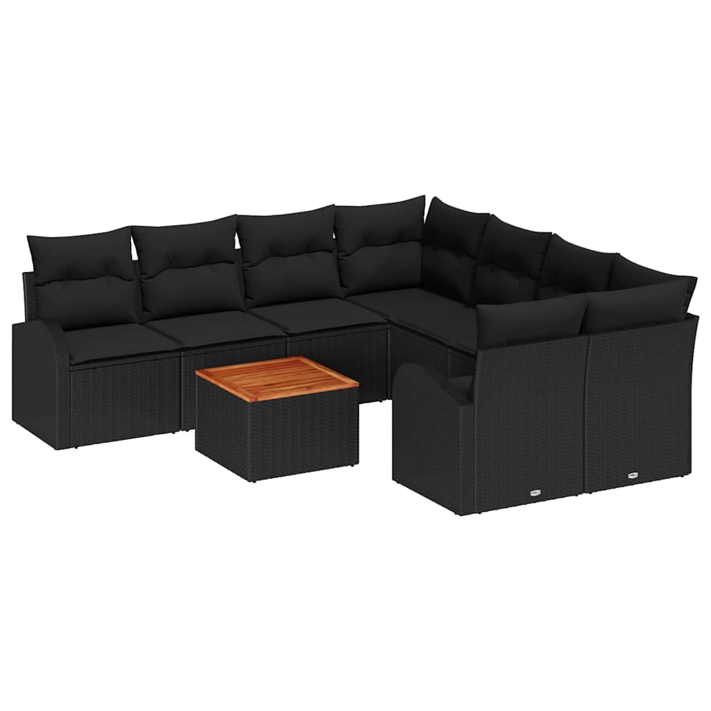 8721158976765_wbg-an-m_en_hd_5 vidaXL Garden Sofa Set 9 pcs Black Poly rattan - Image 2