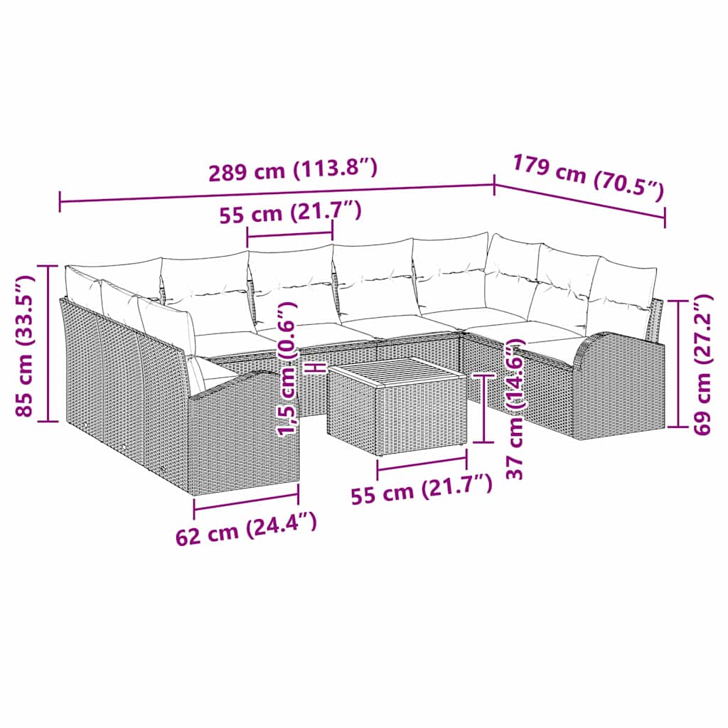 8721158977397_wbg-siz_en_hd_5 vidaXL Garden Sofa Set with Cushion 10 pcs Black Poly rattan - Image 11