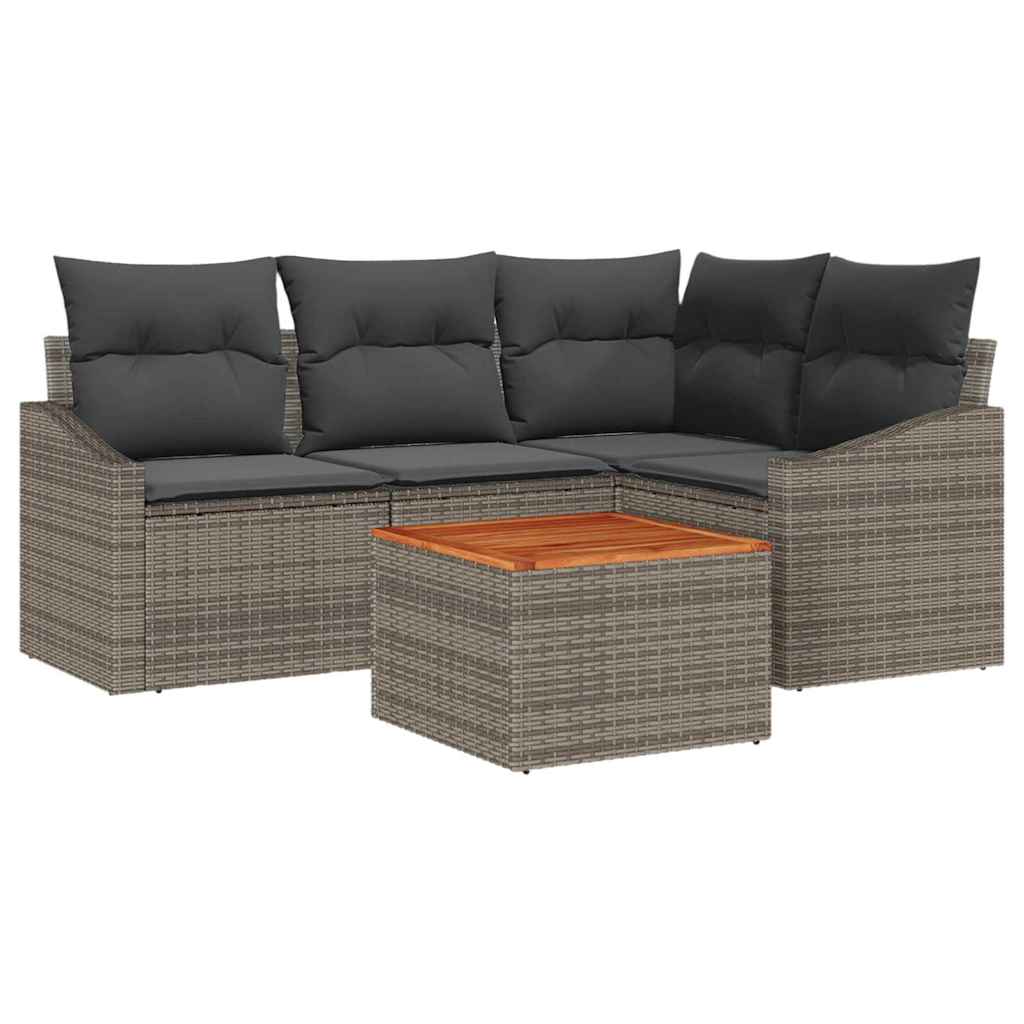 8721158979391_wbg-an-m_en_hd_5 vidaXL Garden Sofa Set with Cushion 5 pcs Grey Poly rattan - Image 2