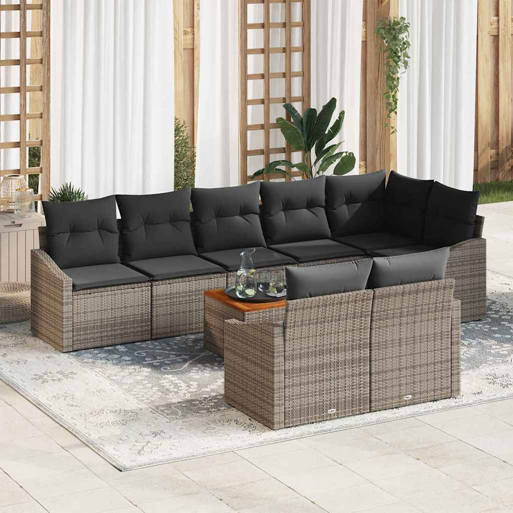 8721158979605_mo-im_en_hd_1 vidaXL Garden Sofa Set with Cushion 9 pcs Grey Poly rattan - Image 1