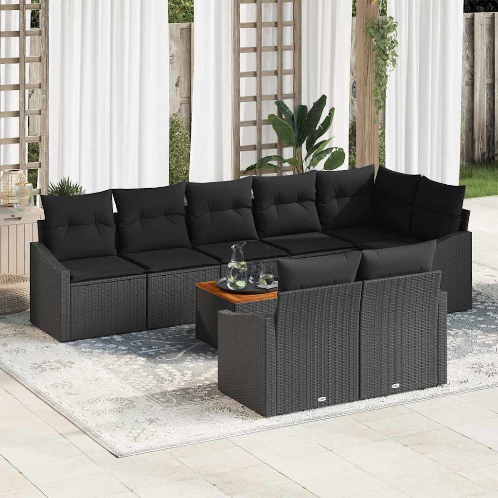 8721158979636_mo-im_en_hd_1 vidaXL Garden Sofa Set with Cushion 9 pcs Black Poly rattan - Image 1