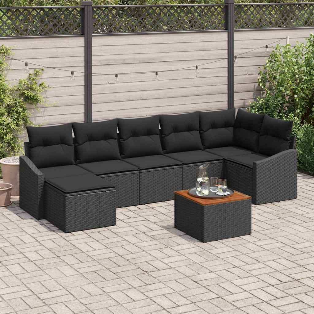 8721158979773_mo-im_en_hd_1 vidaXL Garden Sofa Set with Cushion 8 pcs Black Poly rattan - Image 1