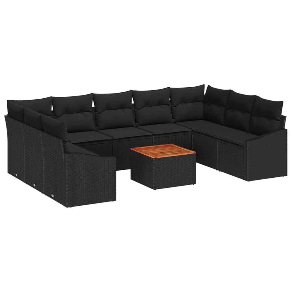 8721158979919_wbg-an-m_en_hd_5 vidaXL Garden Sofa Set with Cushion 10 pcs Black Poly rattan - Image 2