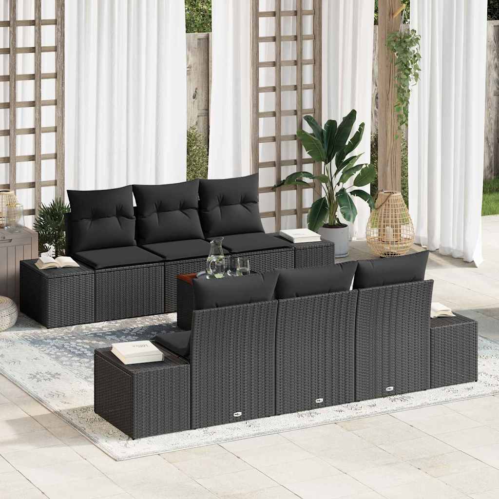 8721158980199_mo-im_en_hd_1 vidaXL Garden Sofa Set with Cushion 7 pcs Black Poly rattan - Image 1