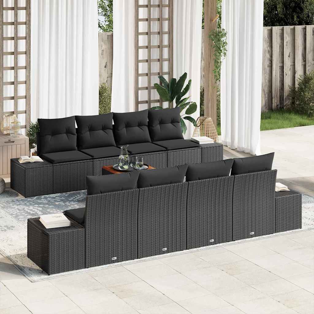 8721158980472_mo-im_en_hd_1 vidaXL Garden Sofa Set with Cushion 9 pcs Black Poly rattan - Image 1