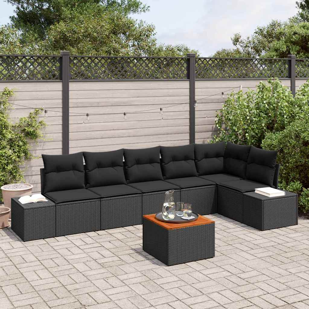 8721158980823_mo-im_en_hd_1 vidaXL Garden Sofa Set with Cushion 7 pcs Black Poly rattan - Image 1