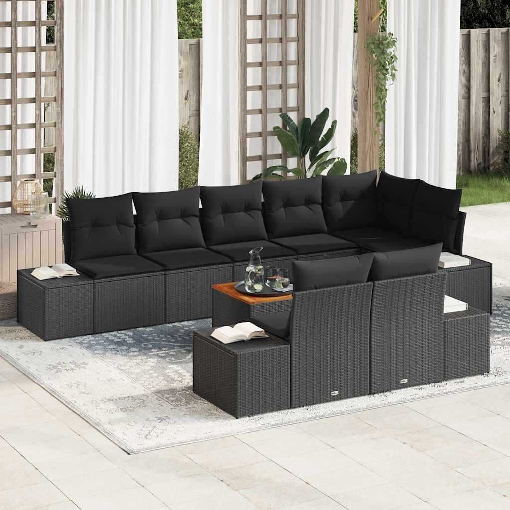 8721158980892_mo-im_en_hd_1 vidaXL Garden Sofa Set with Cushion 9 pcs Black Poly rattan - Image 1