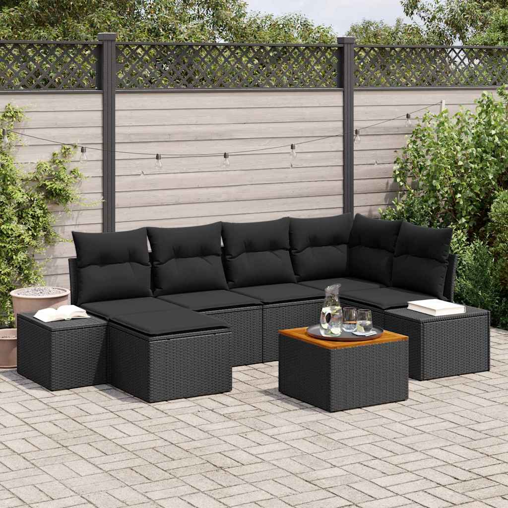 8721158980960_mo-im_en_hd_1 vidaXL Garden Sofa Set with Cushion 7 pcs Black Poly rattan - Image 1