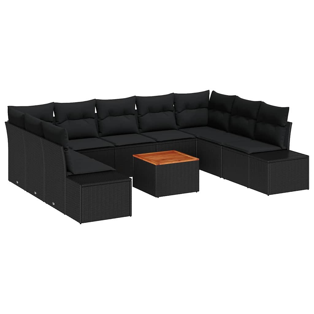 8721158981172_wbg-an-m_en_hd_5 vidaXL Garden Sofa Set with Cushion 10 pcs Black Poly rattan - Image 2