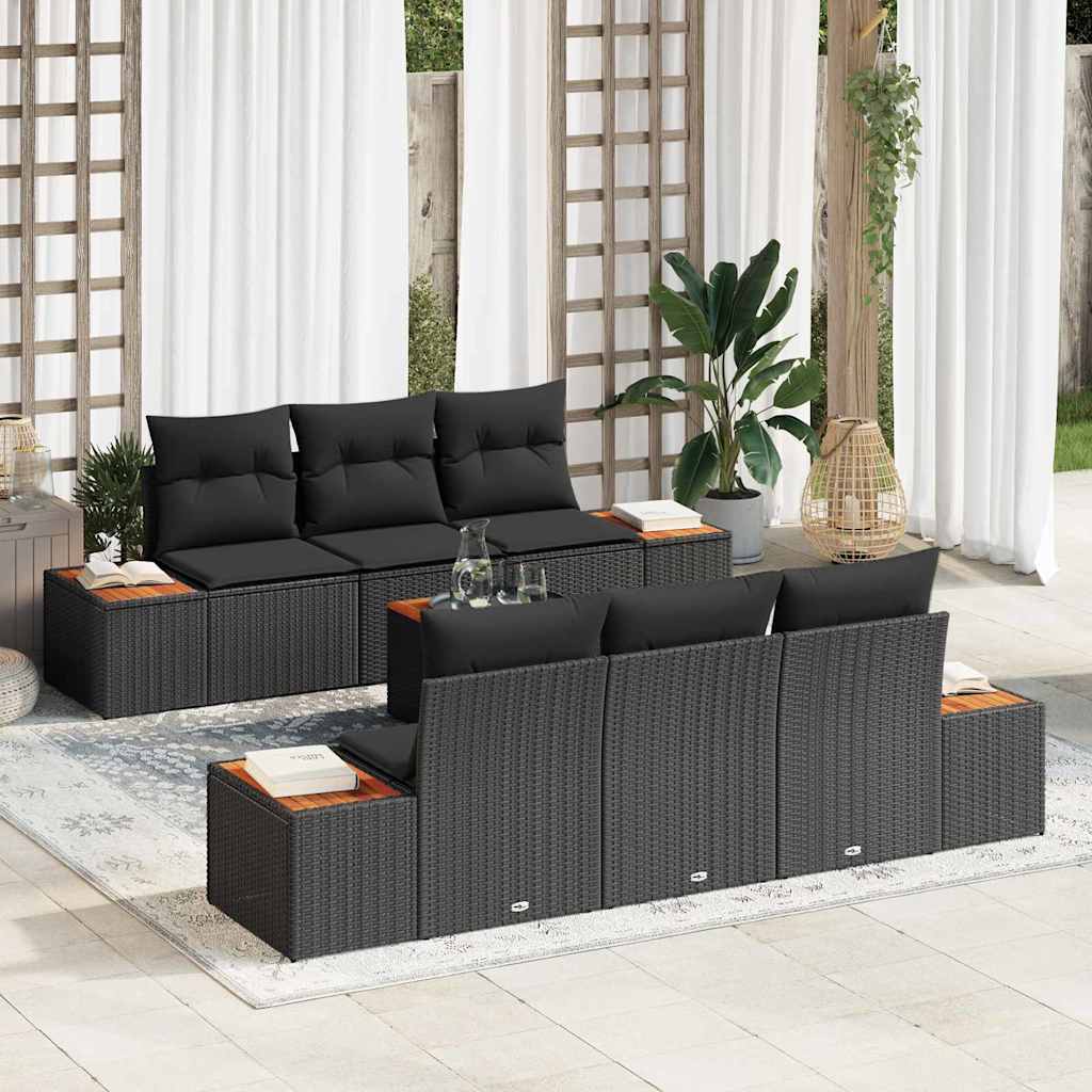 8721158981431_mo-im_en_hd_1 vidaXL Garden Sofa Set with Cushion 7 pcs Black Poly rattan - Image 1
