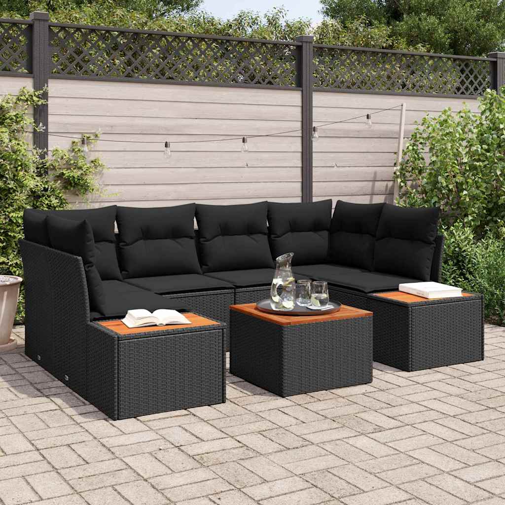 8721158981486_mo-im_en_hd_1 vidaXL Garden Sofa Set with Cushion 7 pcs Black Poly rattan - Image 1